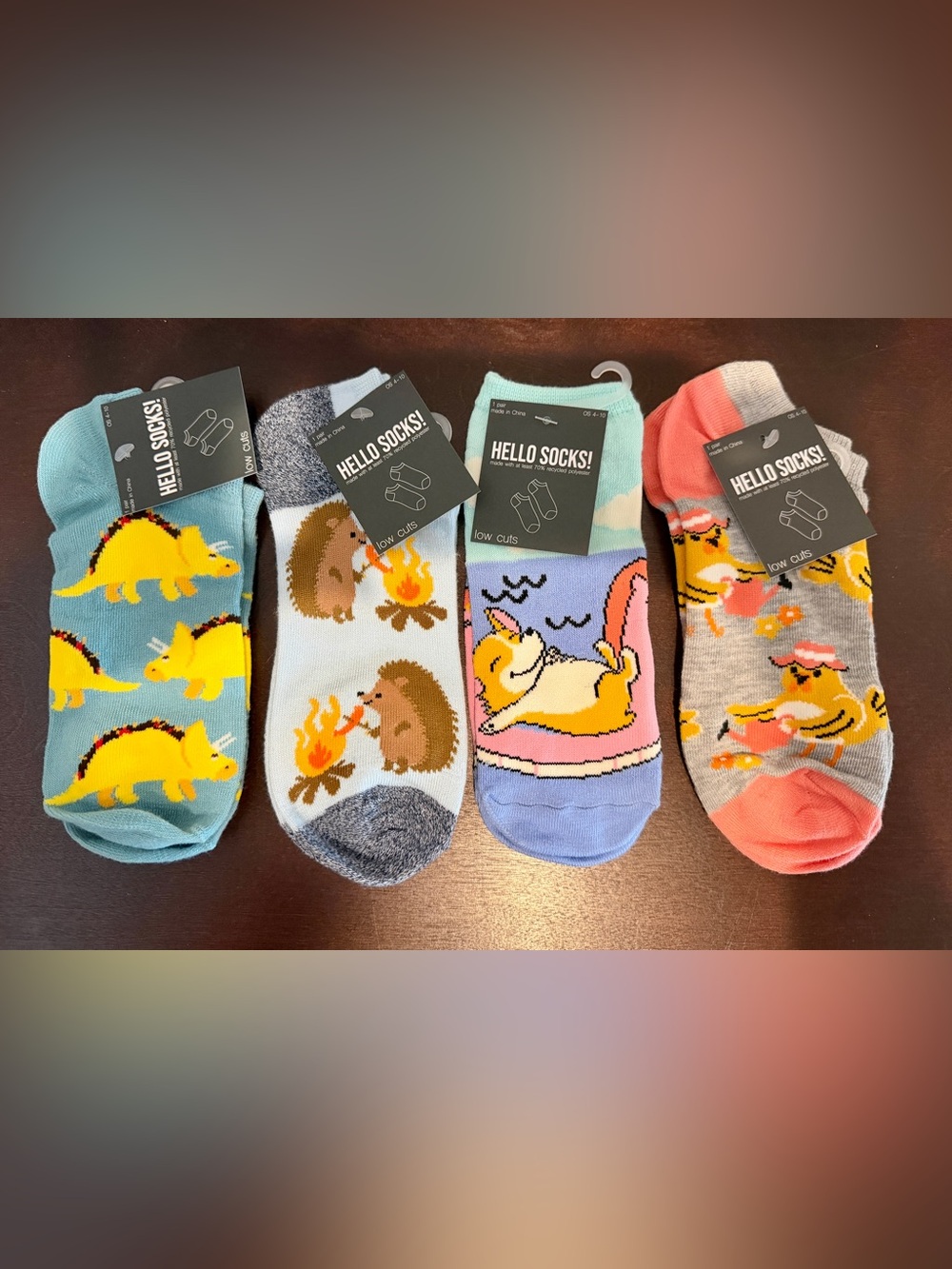 NWT VALUE PACK 4 Women's Low-cut Novelty Socks Fun Unique